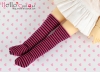 【YL-10】Over Knee Socks YOSD # Stripe Black + Deep Pink