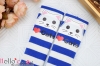 H37．【LT-07】SD／DD Thigh-High Doll Stockings # Lolita White Cats DeepBlue