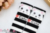 H109．【LT-12】SD／DD Thigh-High Doll Stockings # Lolita White Cats B／W