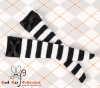 【KS-L50】(B／P) Knee Bow Top Socks # Stripe Black+White