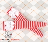 【KS-L58】(B／P) Knee Bow Top Socks # Thin Stripe White+Red