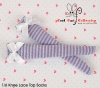 【KS-L41N】(B／P) Knee Bow Top Socks # Thin Stripe Purple+Grey