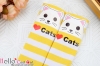 H110．【LT-13】SD／DD Thigh-High Doll Stockings # Lolita White Cats Yellow