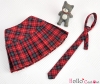 S05．【Das-05】SD／DD Accordion Mini Short Skirt With Tie # Stripe Red