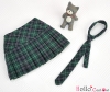 S06．【Das-06】SD／DD Accordion Mini Short Skirt With Tie # Stripe Green