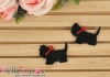 1Pc Embroidered Iron On Patch # Mini Cute Black Dog
