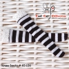 【KS-L06】B／P Knee Lace Top Socks # Stripe B+W