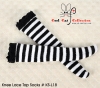 【KS-L18】(B／P) Knee Lace Top Socks # Stripe B/W