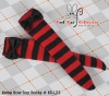 (【KS-L23】(B／P) Knee Bow Top Socks # Stripe Black+Red