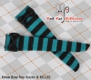 【KS-L25】(B／P) Knee Bow Top Socks # Stripe Black+Green