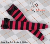 【KS-L26】(B／P) Knee Bow Top Socks # Stripe Black+Deep Pink
