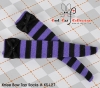 【KS-L27】(B／P) Knee Bow Top Socks # Stripe Black+Violet
