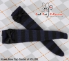 【KS-L28】(B／P) Knee Bow Top Socks # Stripe Black+Deep Blue