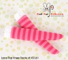 【KS-L61】(B／P) Knee Lace Top Socks # Stripe Pink Mix