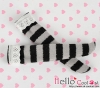 【KS-L70】(B／P) Knee Bow Top Socks # Stripe Black+Grey