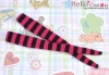 【KP-07】Pullip Thigh-High Doll Stockings # Stripe Black+Deep Pink