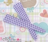 【KS-33N】B／P Knee Socks # White+Purple Grid