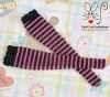 【KS-L97】(B／P) Knee Lace Top Socks # Net  Stripe Black+Pink