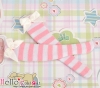 【KS-L92】(B／P) Knee Bow Top Socks # Stripe White／Pink
