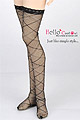 H122．【LL-40】SD／DD Thigh-High Doll Stockings # Rhombus Stripe Net．W／B