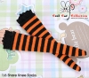 【KS-L37】(B／P) Knee Lace Top Socks # Stripe Orange+Black