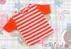 02．【NS-02N】Blythe／Pullip short sleeve T-shirt（crew neck）# Stripe Tangerine