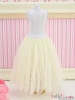 83．【PS-01】Blythe／Pullip Long Tulle Ball Skirt（Dot）# Beige