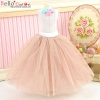 223．【PS-8】Blythe／Pullip Long Tulle Ball Skirt # Pale Cocoa