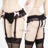 H111．【WB-05B】DD Sexy Lace Underwear W/Garter Belt Set（L／Dy）# Black