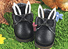 【23-2】B／P Cute Bunny Ears w/Bow Mini Ankle Boots # Black
