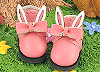 【23-6】B／P Cute Bunny Ears w/Bow Mini Ankle Boots # Deep Pink