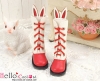 【25-5】B／P Cute Bunny Ears 5 Hole Boots # Red