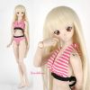 DD Bikini Swimsuit (SS13-5) Stripe Black+Deep Pink