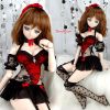 T32．【Vol．YD-59】Sexy Halter Lace Lingerie Set（Dy）# Black+Red
