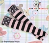 【KS-P09】B／P Knee Printing Socks（Cats） # Stripe B+Pink