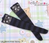 【KS-P12】B／P Knee Printing Socks（Cats） # Stripe B+Deep Blue