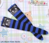 【KS-P13】B／P Knee Printing Socks（Cats） # Stripe B+Blue