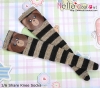 【KS-P14】B／P Knee Printing Socks（Bear） # Stripe B+Brown