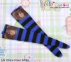 【KS-P19】B／P Knee Printing Socks（Bear） # Stripe B+Blue