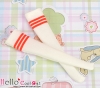 【KS-P32】B／P Knee Printing Socks（Student）# White+Red